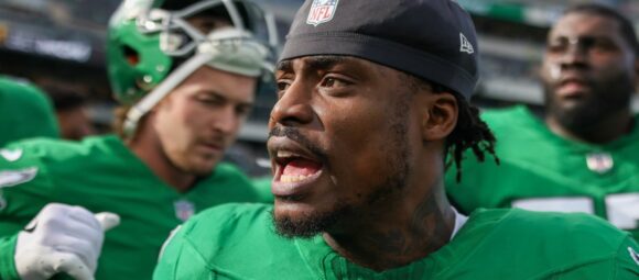 A.J. Brown, Philadelphia Eagles, in game action.