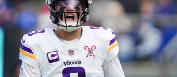 J.J. McCarthy in a Minnesota Vikings uniform during the 2026 QB competition